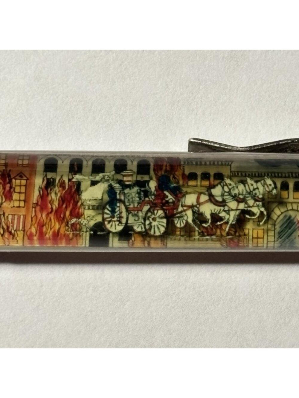 The Great Seattle Fire Floaty Pen 1889 Horse Drawn Fire Wagon Buildings Flames